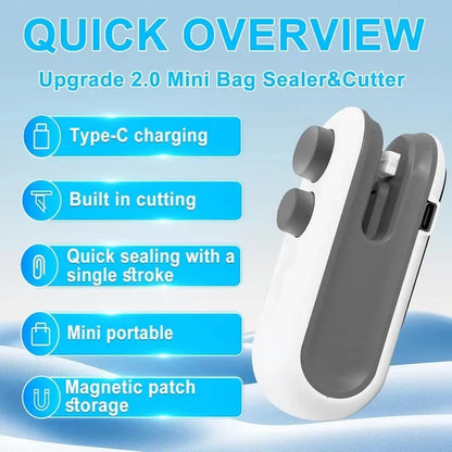 Mini Bag Sealer,Rechargeable Sealer Machine with LED Power Display.