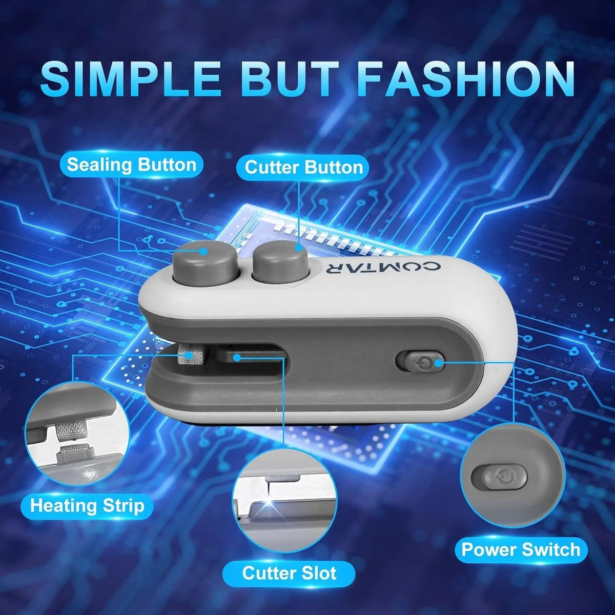 Mini Bag Sealer,Rechargeable Sealer Machine with LED Power Display.