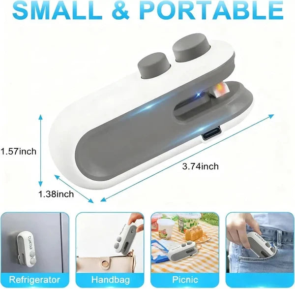 Mini Bag Sealer,Rechargeable Sealer Machine with LED Power Display.