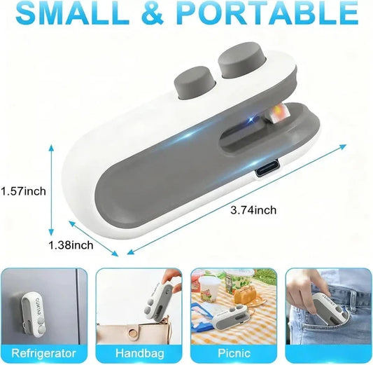 Mini Bag Sealer,Rechargeable Sealer Machine with LED Power Display.
